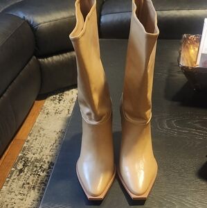 Elegant Western Tan Leather Women's Boots